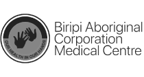 Logo of Biripi Aboriginal Corporation Medical Centre. It features two hands with the text "Our Health in Our Hands" surrounding them in a circle on the left, and the centre's name on the right, symbolizing a commitment to community wellbeing akin to work health and safety courses.